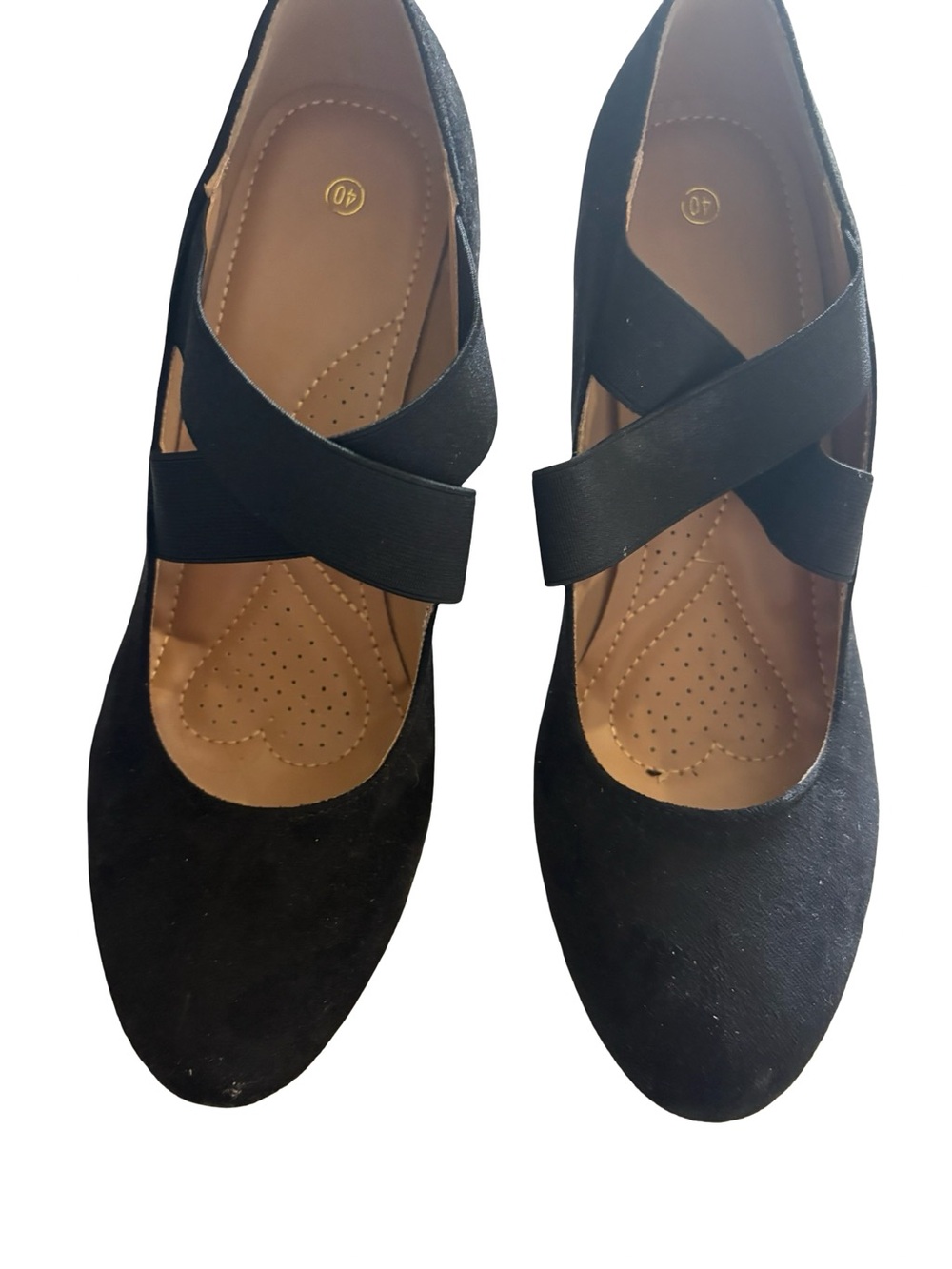 Source Unknown Black Cross-Strap Round-Toe Women's Heels